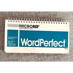 Vtg WordPerfect 5.1 MicroRef Quick Reference Command Guide Shortcut Codes IBM PC